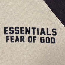 Load image into Gallery viewer, Fear Of God Essentials Flocked Logo Teens Wheat/Dark Gray Raglan Hoodie 14/16