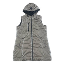Load image into Gallery viewer, Dolcezza Reflective Taupe Sleeveless Hooded Puffer Jacket Women’s Large