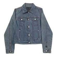 Load image into Gallery viewer, Vintage Y2K Guess Metallic Blue Red Stitched Denim Jean Jacket Women’s Medium