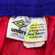 Load image into Gallery viewer, Vintage Umbro International Sand Soccer Federation Neon Pink Blue Made In USA Shorts Men’s Large