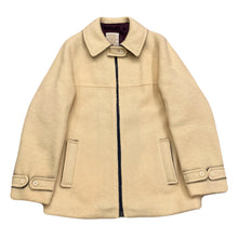 Load image into Gallery viewer, Vintage Genuine Hudson’s Bay Cream 100% Wool Full Zip Purple Satin Lined Coat Jacket Women’s 10