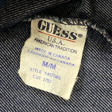 Load image into Gallery viewer, Vintage Y2K Guess Metallic Blue Red Stitched Denim Jean Jacket Women’s Medium