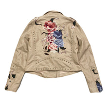 Load image into Gallery viewer, Blank NYC Embroidered Floral Faux Leather Studded Moto Jacket Medium
