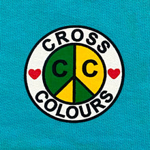 Load image into Gallery viewer, Cross Colours Peace Circle Logo Turquoise Fleece Shorts Men’s Large