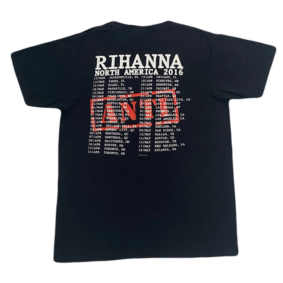 Rihanna ANTI 2016 Tour Tシャツ Rihanna 2016 Anti North America Tour Concert T-Shirt Adult Medium