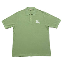Load image into Gallery viewer, Burberry London Big Chest Logo Embroidered Green Cotton Polo Shirt Men’s Medium