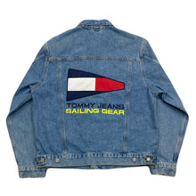 Load image into Gallery viewer, Vintage Tommy Hilfiger Tommy Jeans Sailing Gear Denim Trucker Jacket Men’s Small
