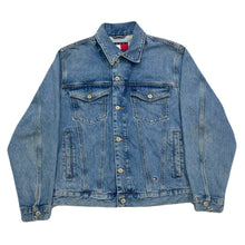 Load image into Gallery viewer, Vintage Tommy Hilfiger Tommy Jeans Sailing Gear Denim Trucker Jacket Men’s Small