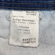 Load image into Gallery viewer, Naked & Famous WeirdGuy Indigo Selvedge Jeans 28