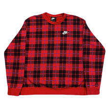 Load image into Gallery viewer, Nike Sportswear Essential Red Buffalo Plaid Sweatshirt Women’s Medium