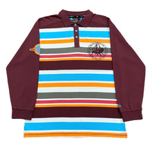 Load image into Gallery viewer, New Era Embroidered Striped Long Sleeve Polo Shirt Large (NWT)