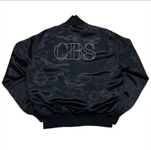 Load image into Gallery viewer, Vintage 80’s CBS TV Network Embroidered Black Satin Jacket Women’s Medium