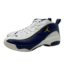 Load image into Gallery viewer, Vintage 1999 Jordan Team Blue Gold White Sneakers 13