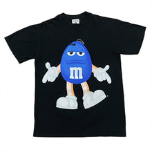 Load image into Gallery viewer, Vintage M&M’s Brand Chocolate Candy Blue Double Sided Graphic T-Shirt Men’s Small