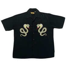 Load image into Gallery viewer, Dragonfly King Cobra Snake Embroidered Button Up Shirt Men’s Large