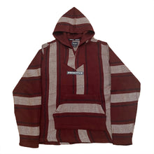 Load image into Gallery viewer, Primitive Skateboarding Burgundy Striped Baja Poncho Hoodie Men’s Large