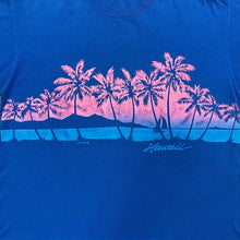 Load image into Gallery viewer, Vintage 80’s Hawaii Beach Sunset with Palm Trees Blue T-Shirt Men's Medium