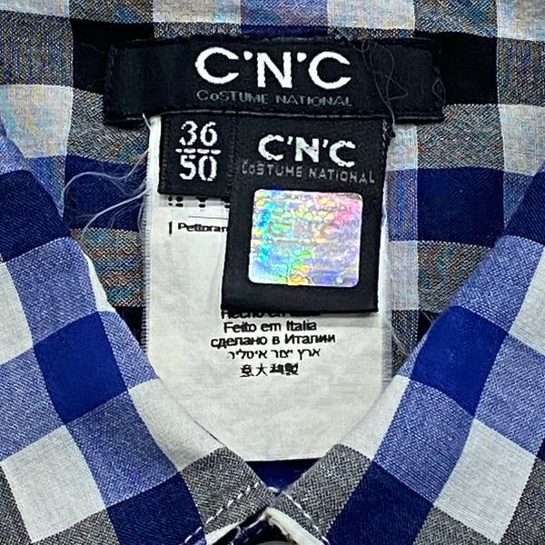 C’N’C Costume National Spider Checkered Graphic Long Sleeve Button Up Shirt 50