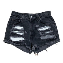 Load image into Gallery viewer, Vintage Levi’s Levis Orange Tab Black Distressed Cutoff Denim Jean Shorts Small