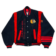 Load image into Gallery viewer, Vintage Nutmeg By Campri NHL Chicago Blackhawks Quilted Lined Wool Bomber Jacket Men’s Large