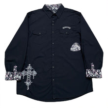 Load image into Gallery viewer, Rock Roll N Soul Embroidered Floral Trim Flip Cuff Long Sleeve Button Up Shirt XL
