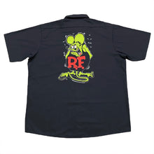 Load image into Gallery viewer, Vintage 2002 Rat Fink Red Kap Black Mechanic Chore Work Shirt Men’s XL