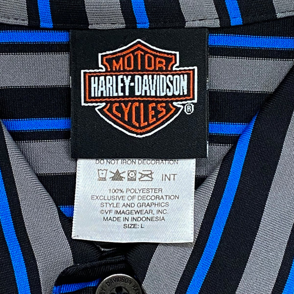 Harley Davidson Striped Golf Shirt Large