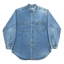 Load image into Gallery viewer, Vintage Levis Red Tab Metal Button Medium Wash Blue Denim Shirt Men’s Large