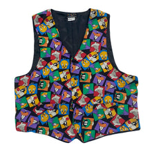 Load image into Gallery viewer, Vintage 1993 Looney Tunes Mania All Over Print Silk Vest Adult L/XL