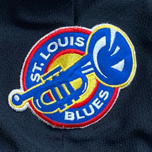 Load image into Gallery viewer, Rare Vintage 90’s Starter NHL St. Louis Blues Black Western Conference Hockey Jersey Youth Small/Medium
