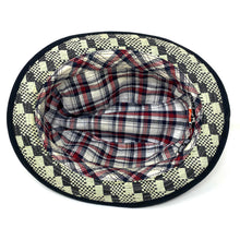 Load image into Gallery viewer, Vintage 90’s Quiksilver Woven Straw Checker Plaid Lined Pinch Front Fedora Hat Small/Medium (Like New)