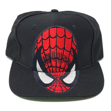 Load image into Gallery viewer, Front view of Vintage 1994 Black Marvel Comics Spider-Man Embroidered Snapback Hat.