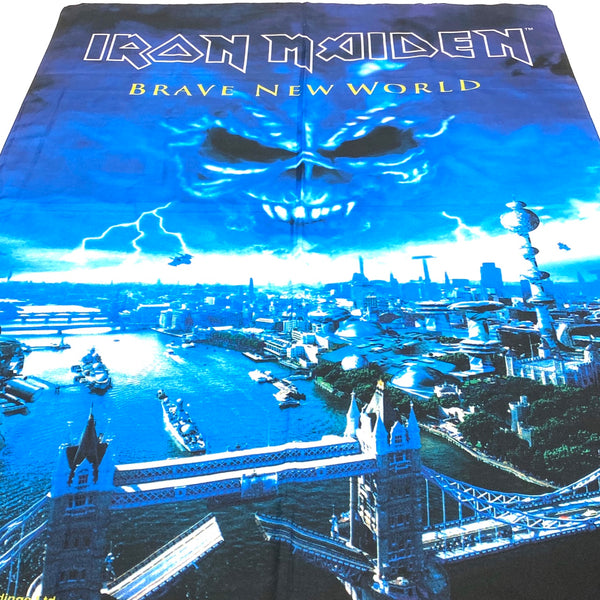 Closeup of graphic on Vintage 2000 Iron Maiden Brave New World Banner