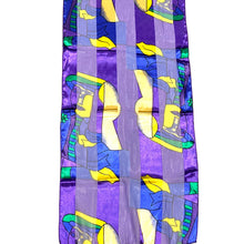 Load image into Gallery viewer, Closeup view of Picasso Patterned Neck Scarf Purple
