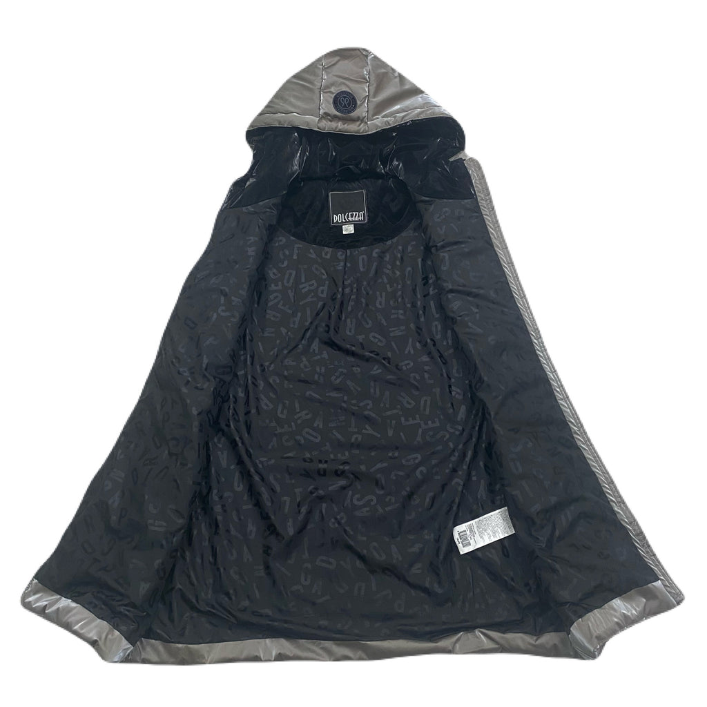 Dolcezza Reflective Taupe Sleeveless Hooded Puffer Jacket Women’s Large