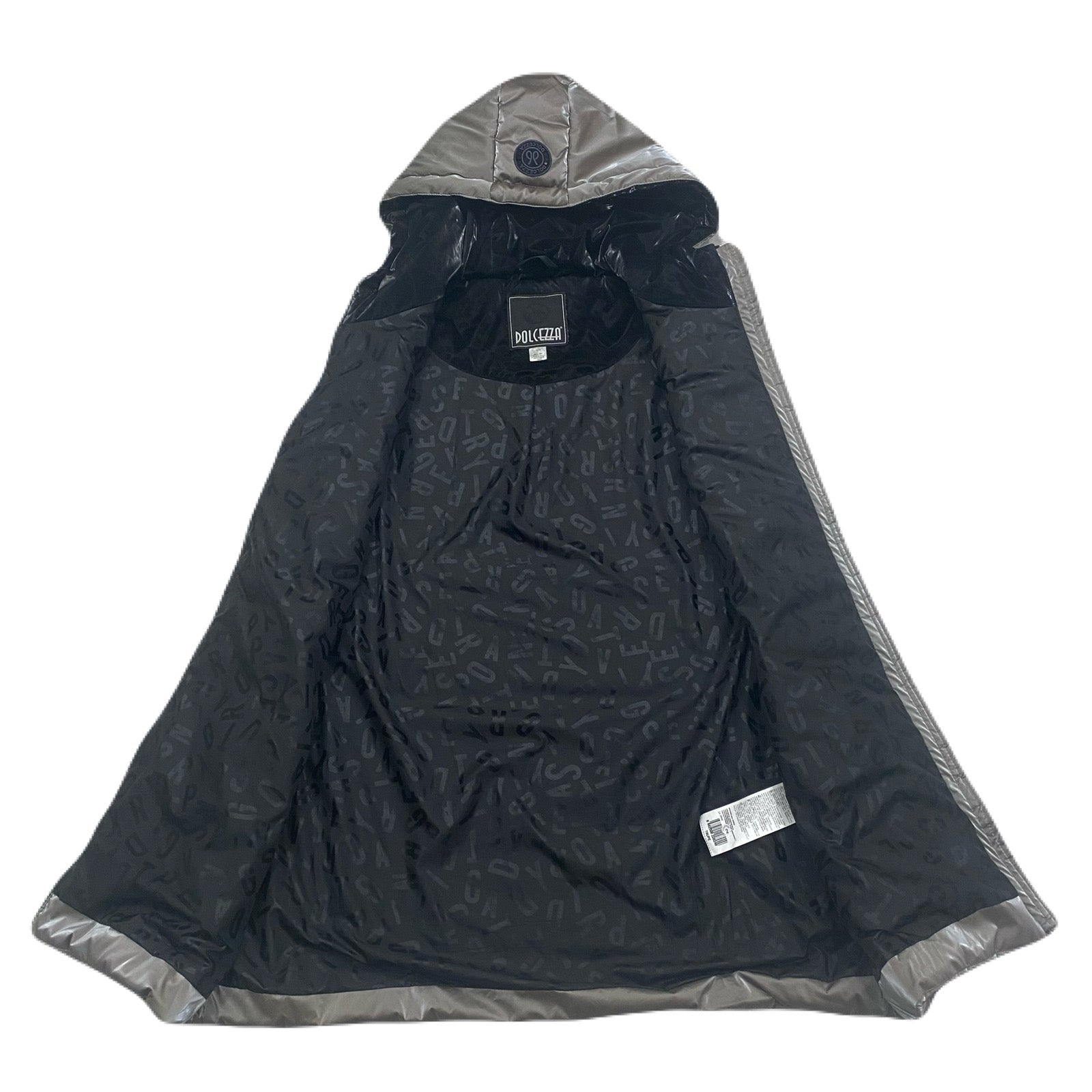 Dolcezza Reflective Taupe Sleeveless Hooded Puffer Jacket Women’s Large
