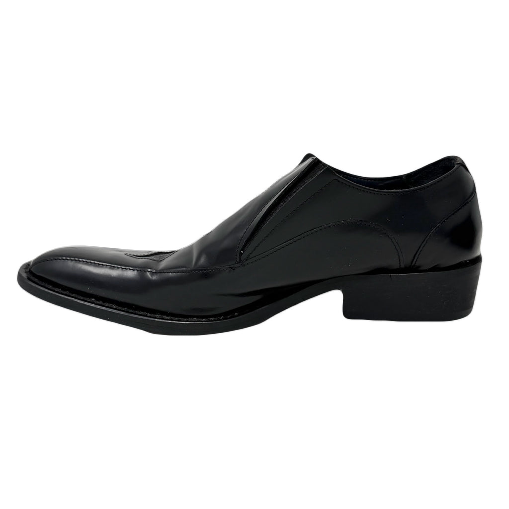 Vintage John Fluevog Ronnie Family Sigurd Diamond Pattern Stitching Black Leather Slip-On Shoes Men’s 7 US