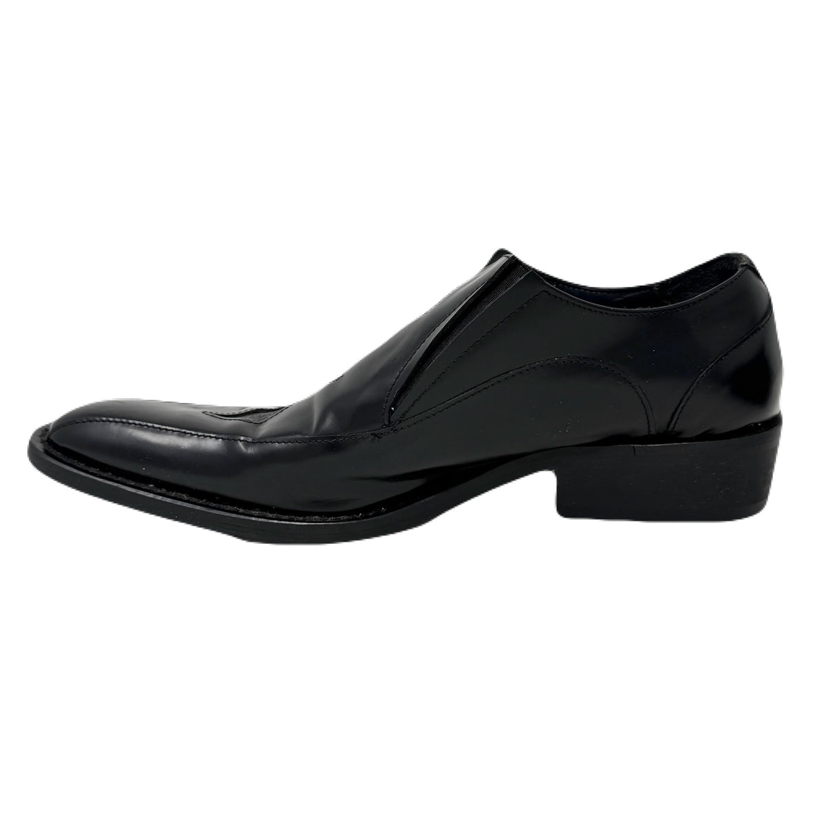 Vintage John Fluevog Ronnie Family Sigurd Diamond Pattern Stitching Black Leather Slip-On Shoes Men’s 7 US
