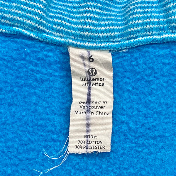 Lululemon Striped Turquoise Blue Scuba Hoodie Women’s Size 6