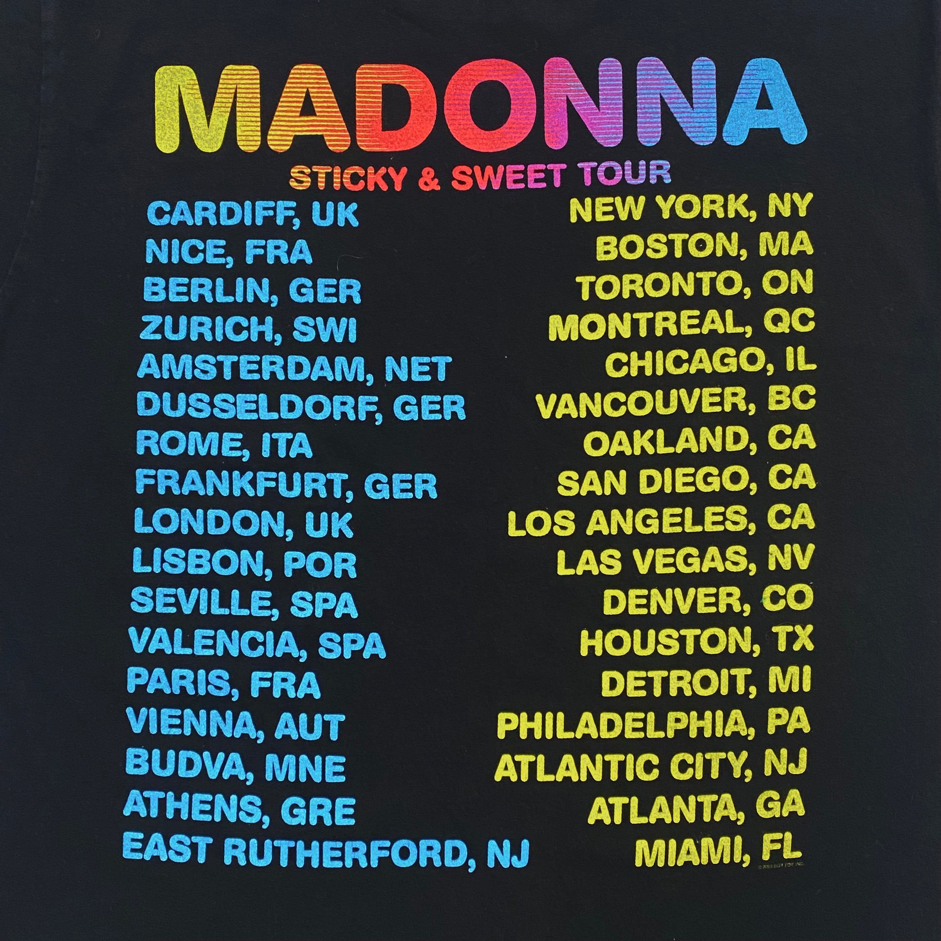 Madonna Sticky & Sweet 2008 Tour T-Shirt Medium