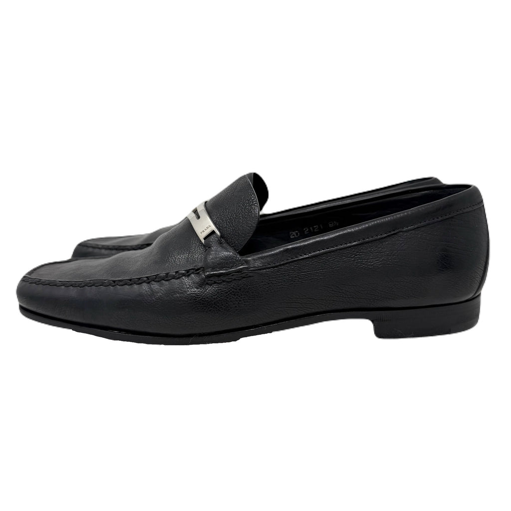 Prada Nero 2D 2121 Black Grain Calf Leather Slip-On Dress Shoes Men’s 9.5 US