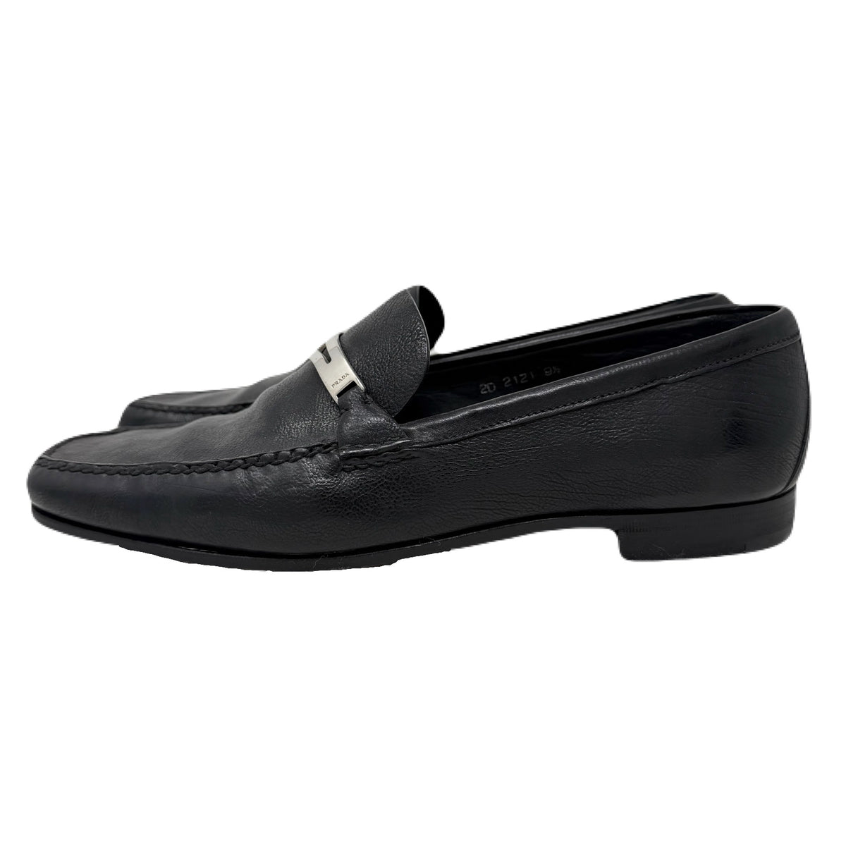 Prada Nero 2D 2121 Black Grain Calf Leather Slip-On Dress Shoes Men’s 9.5 US