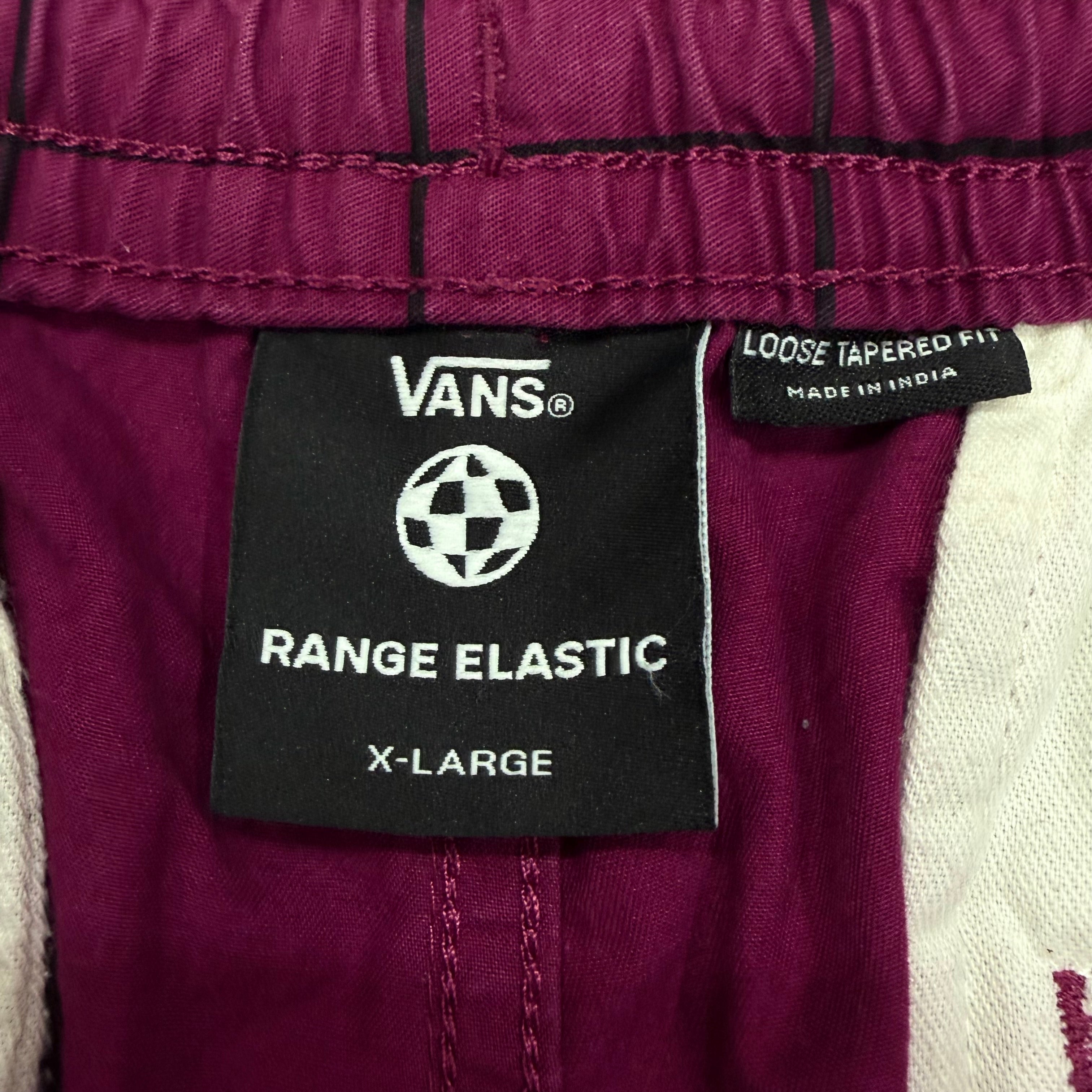 VANS Range Elastic Loose Tapered Fit Grid Windowpane Purple Chino Pants Men’s XL