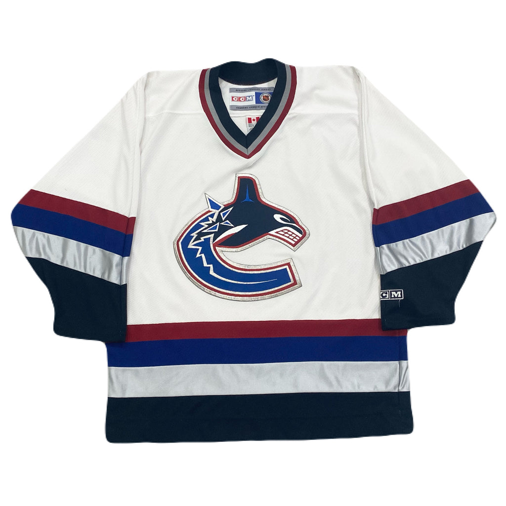 Vintage 90’s CCM NHL Vancouver Canucks White Air-knit Hockey Jersey Men’s Medium