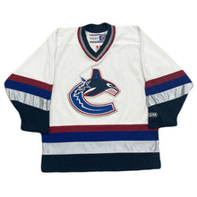 Load image into Gallery viewer, Vintage 90’s CCM NHL Vancouver Canucks White Air-knit Hockey Jersey Men’s Medium
