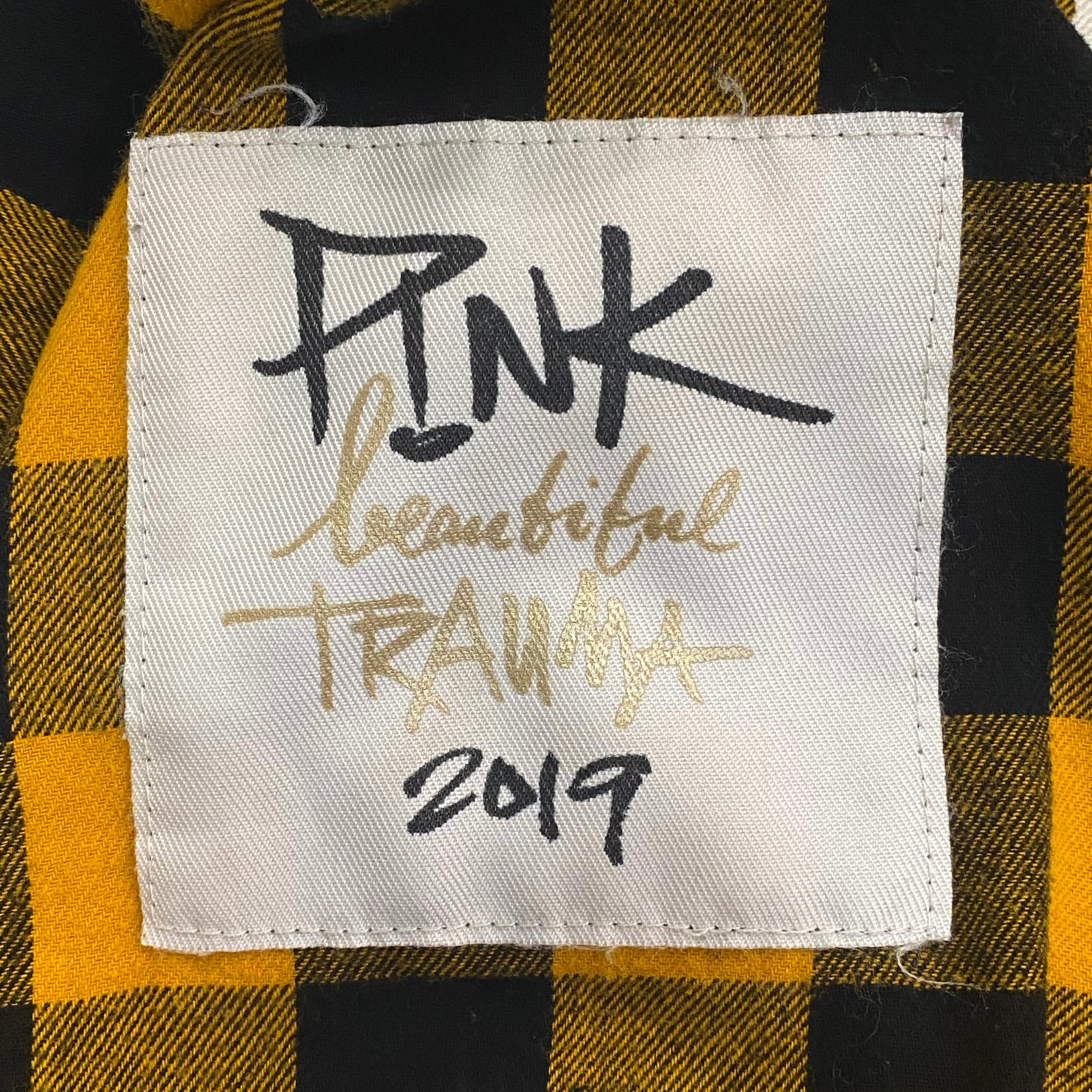 Pink P!nk Beautiful Trauma 2019 World Tour My Love My Drug Plaid Flannel Concert Shirt Unisex Small