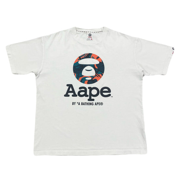 Aape By A Bathing Ape Bape Camo Logo Big Head White T-Shirt Men’s Large