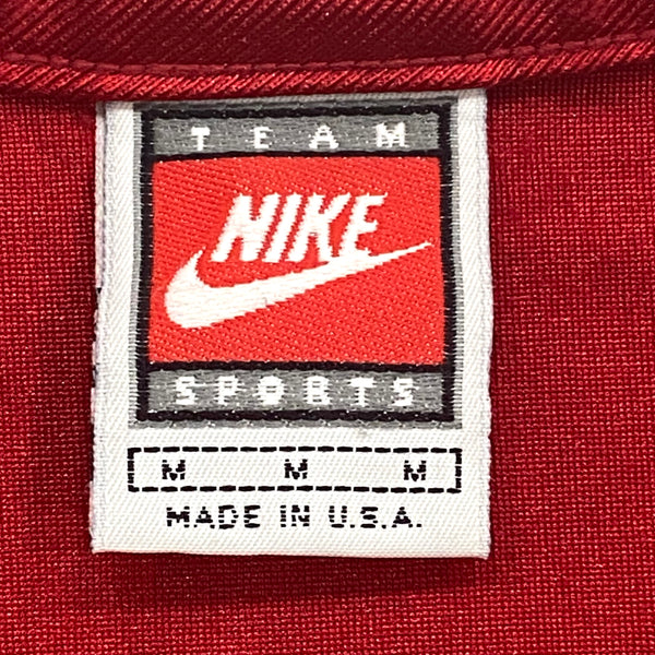 Vintage Nike Team Sports Red Center Swoosh Satin Dazzle Basketball Jersey Tank Top Men’s Medium