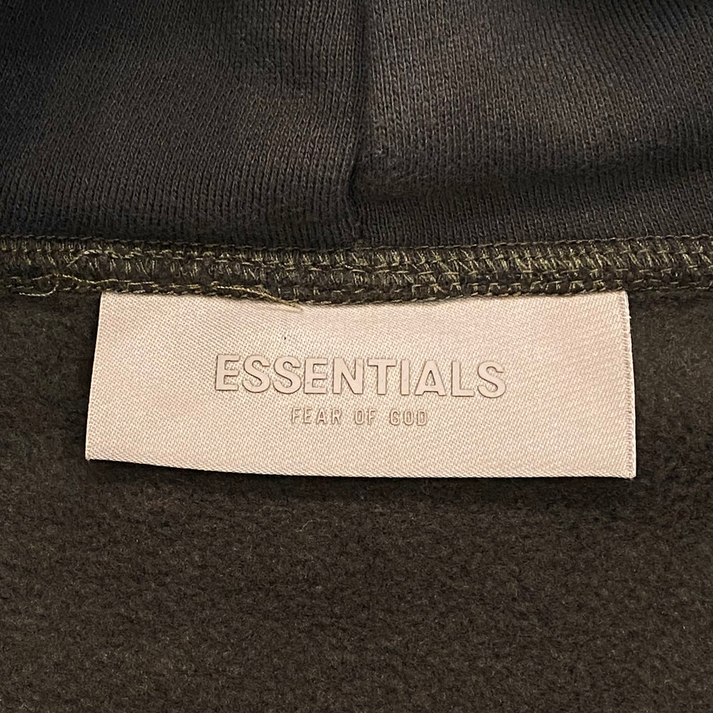 Fear Of God Essentials Applique Logo Olive Green Full Zip Hoodie XS