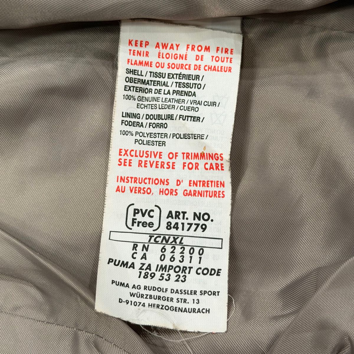 Rudolf Dassler Schuhfabrik By Puma Genuine Leather Double Breasted Jacket Women’s Large